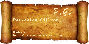 Petkovics Gábor névjegykártya